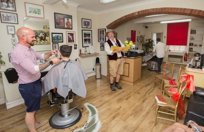 Golden Chairs serenade at the barbers