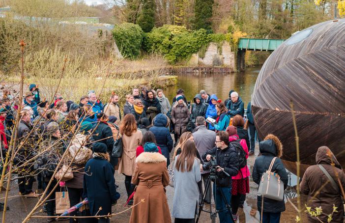 Photo: Richard Tymon Stephen Turner's Exbury Egg on the canal in Burnley