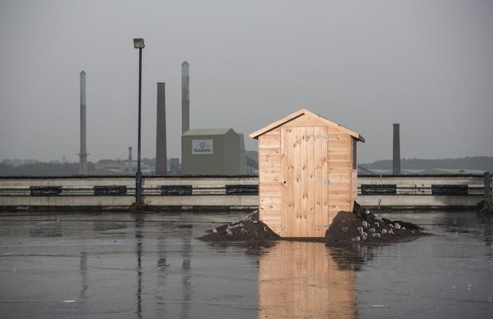 Photo: Stephen King The Shed, a sound installation from Baa Baa Baric, on the roof of the Tontine Car Park in St Helens